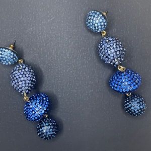 J. CREW 3” Ball Drop Statement Ombré Blue Statement Earrings NWOT